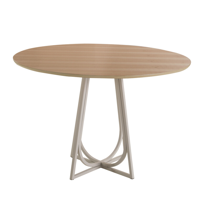 MESA COMEDOR REDONDA - BASE BLANCA - MADERA EUCALIPTO MESA COMEDOR REDONDA - BASE BLANCA - MADERA EUCALIPTO