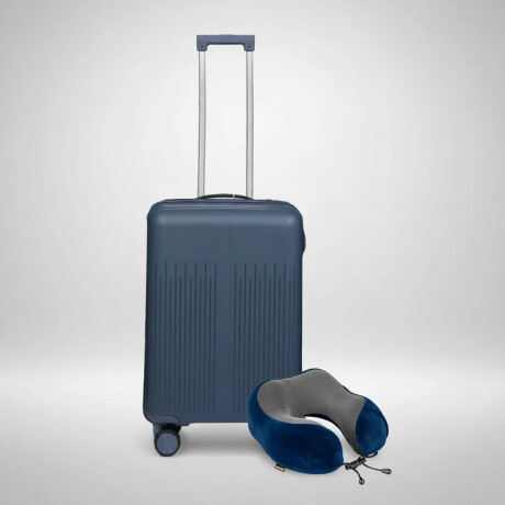 Set Valija Carry On Rígida + Almohadón Cervical Memoria Azul Azul