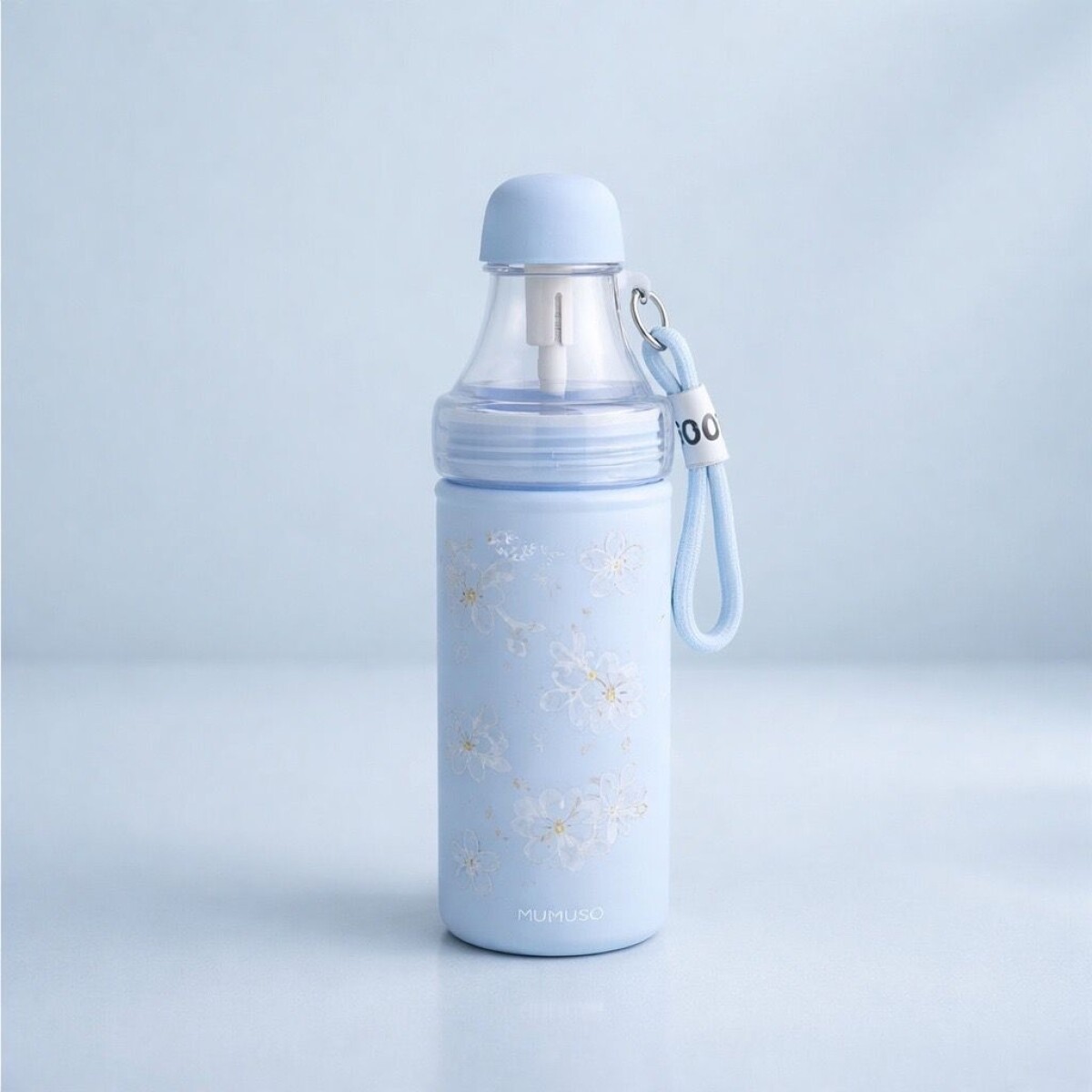 BOTELLA DE AGUA EN FORMA DE REFRESCO (FLOR DE CEREZO/AZUL/650 ML) 