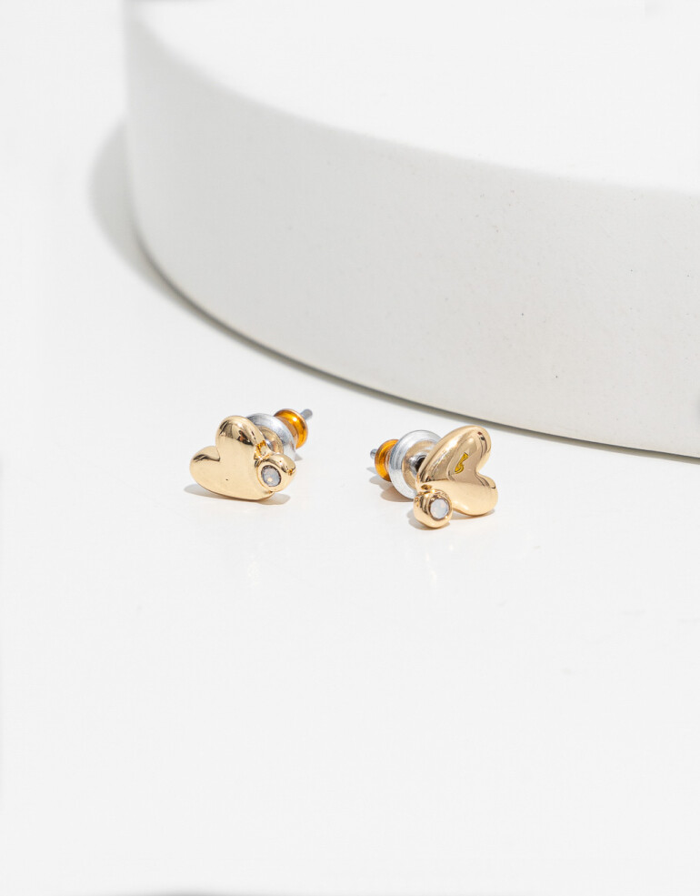 Aros Pasantes Strass Aros Pasantes De Corazón - Dorado