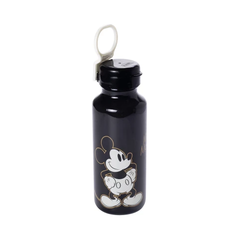 Botella Plática Abre Fácil Mickey 600 ml con Adhesivos NEGRO