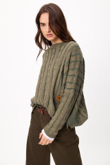 Sweater Oceano Crop Verde Claro/Oscuro