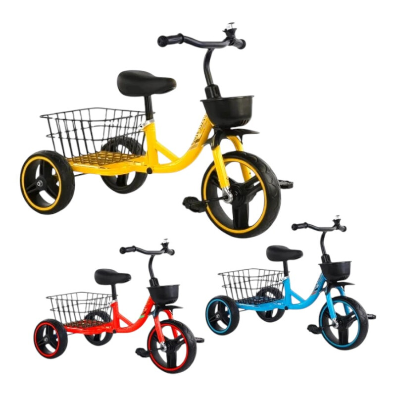 Triciclo metálico con canasto Celeste