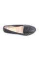 Zapato Mocasín Con Fleco Cuero Negro Blanco