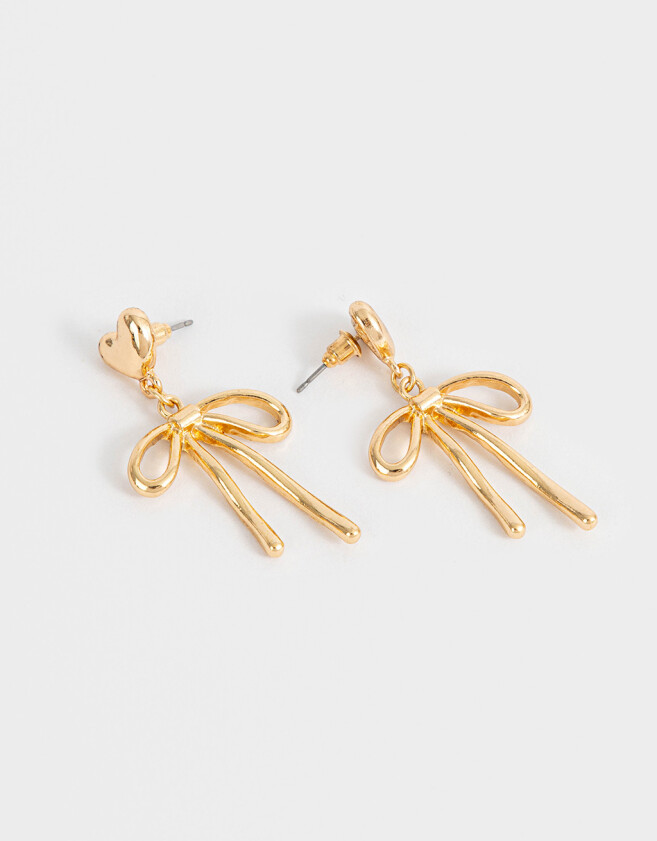 Aros Colgantes Largos Moño Aros Colgantes Largos Moños - Dorado