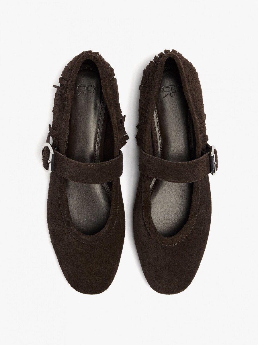 Bailarinas De Piel Con Flecos marron