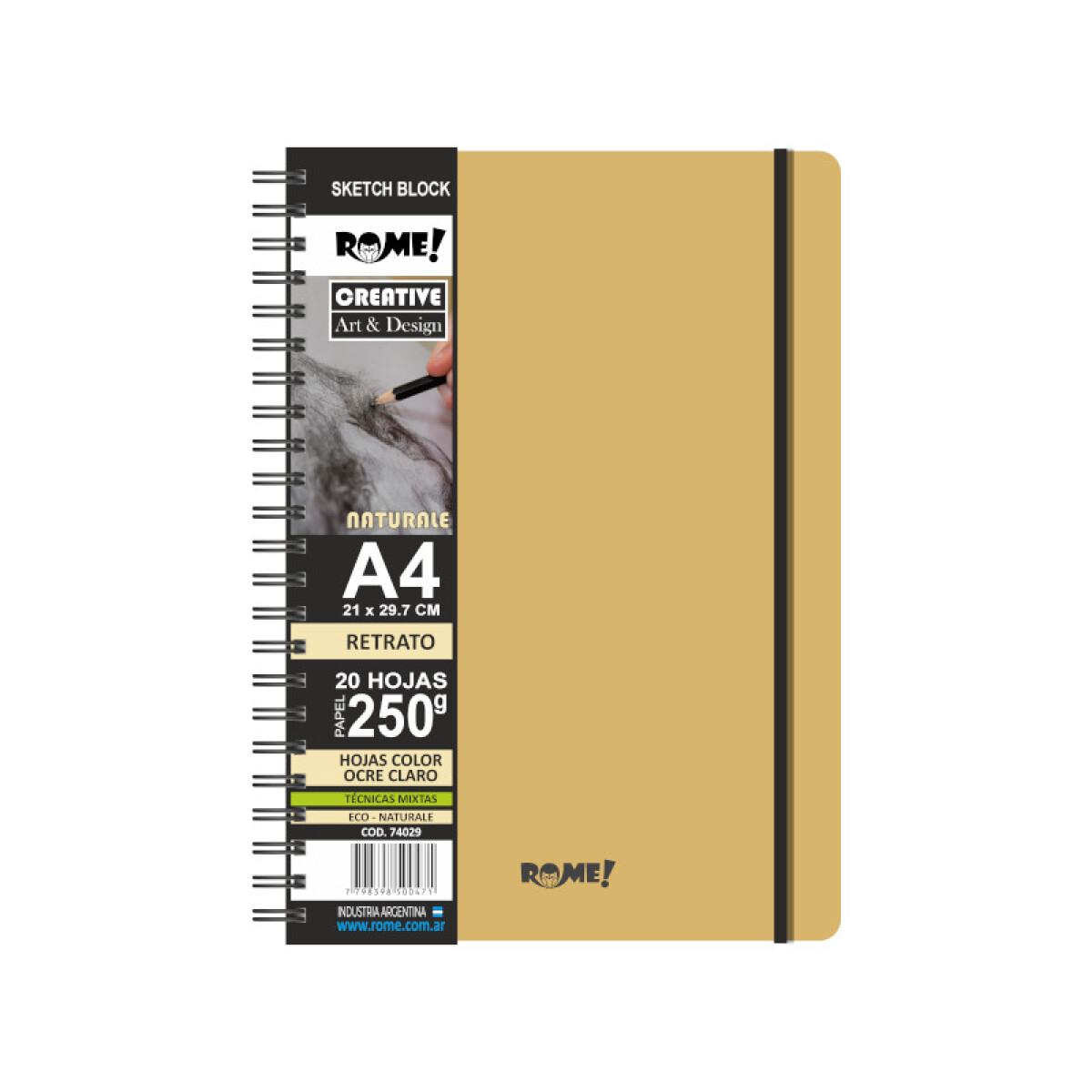 Block Sketch 250g Ocre - ROME - A4 Retrato 