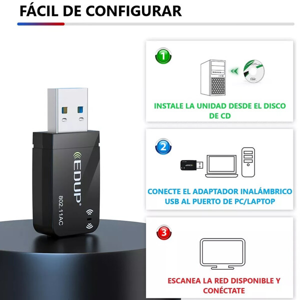 Adaptador Wifi Edup Dualband 1300m ADAPTADOR WIFI EDUP DUALBAND 1300M