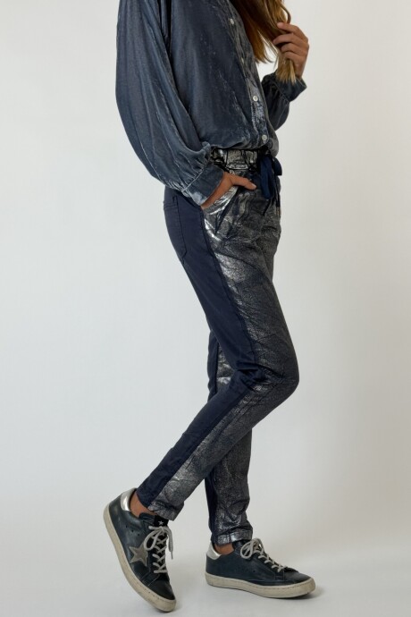 PANTALÓN FATMA Plateado - Azul