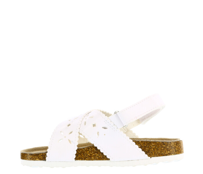 Sandalia de Niña Mini Miss Carol CROPS con diseño calado y velcro Blanco