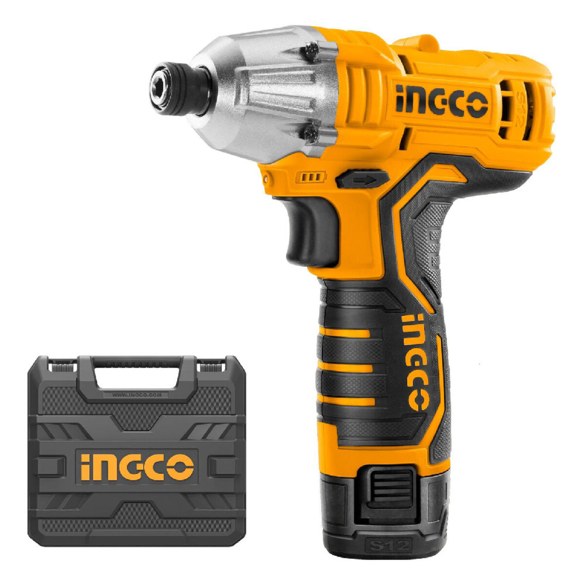 Atornillador de Impacto 12V S12C en Valija Ingco CIRLI1201 - Amarillo 