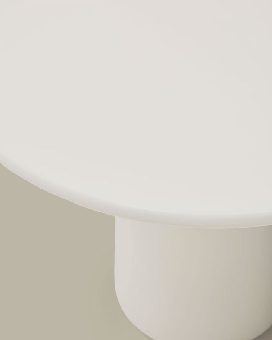 Mesa de centro Albanella de cemento con acabado blanco brillante Ø65 cm
