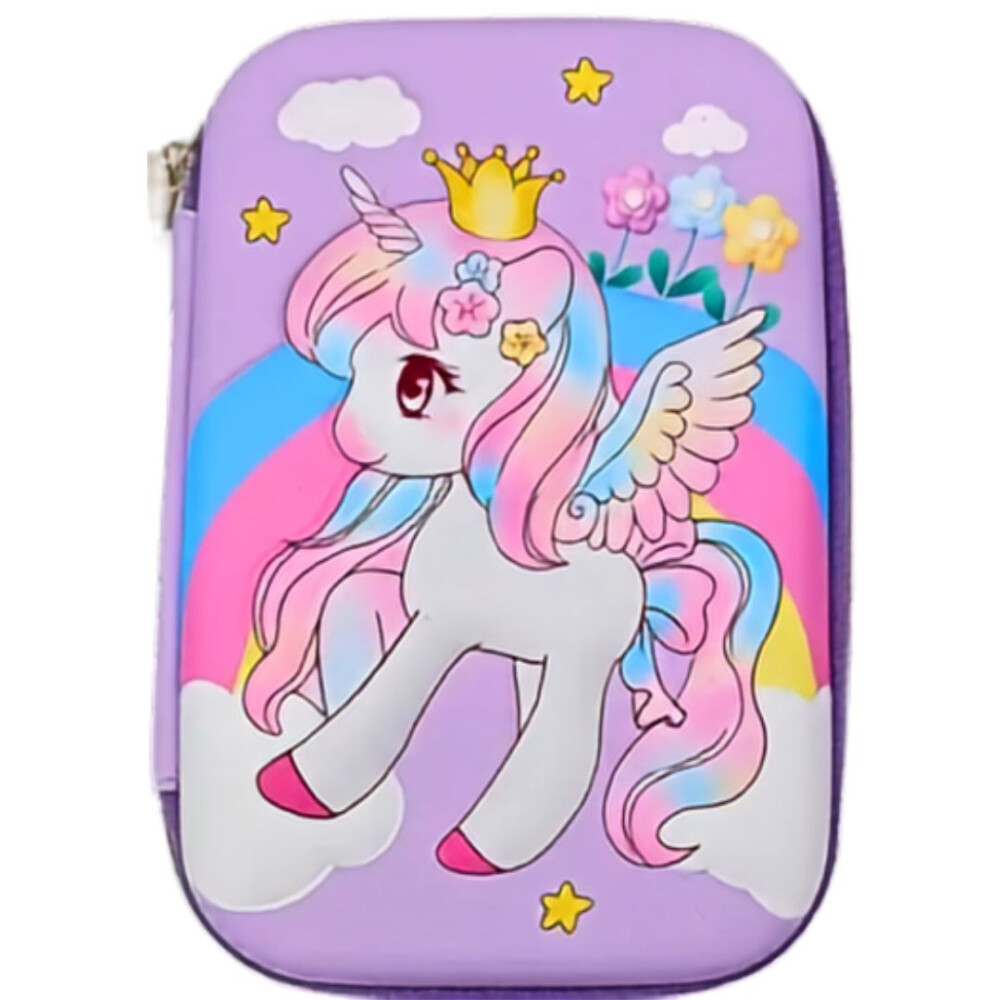 Cartucheras Escolares 1piso estampados 3D Niña UNICORNIO LILA