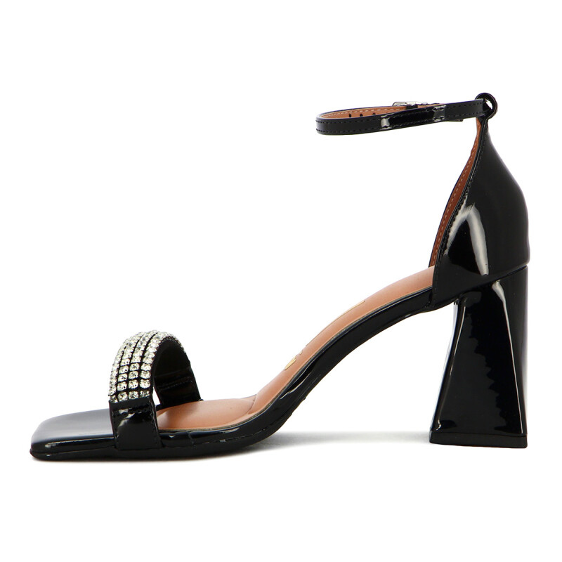 Vizzano Sandalia Dama Taco Cuadrado Tira Con Brillantes Y Pulsera Negro