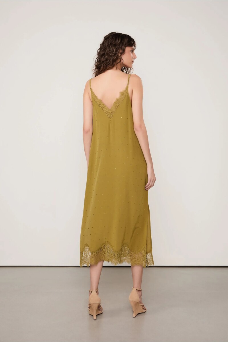 Vestido maxi strass Verde