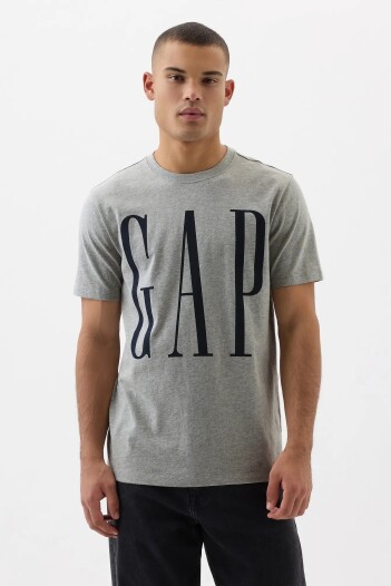 Remera Logo Gap Manga Corta Hombre Heather Grey