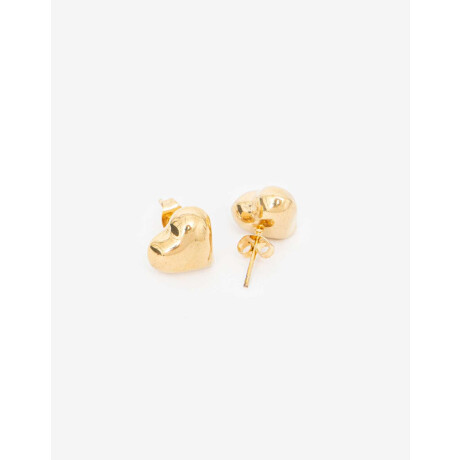 Aros Pasantes De Acero Corazón Dorado