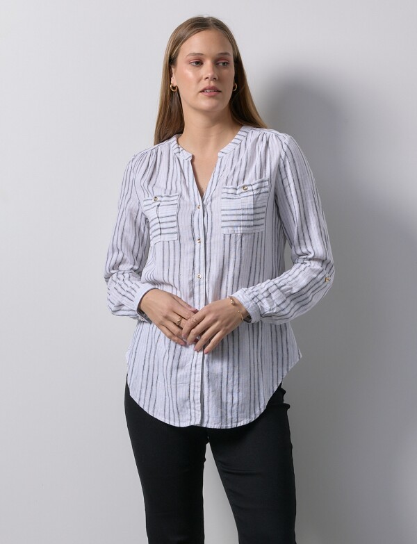 Blusa Lino Lineas BLANCO/NEGRO