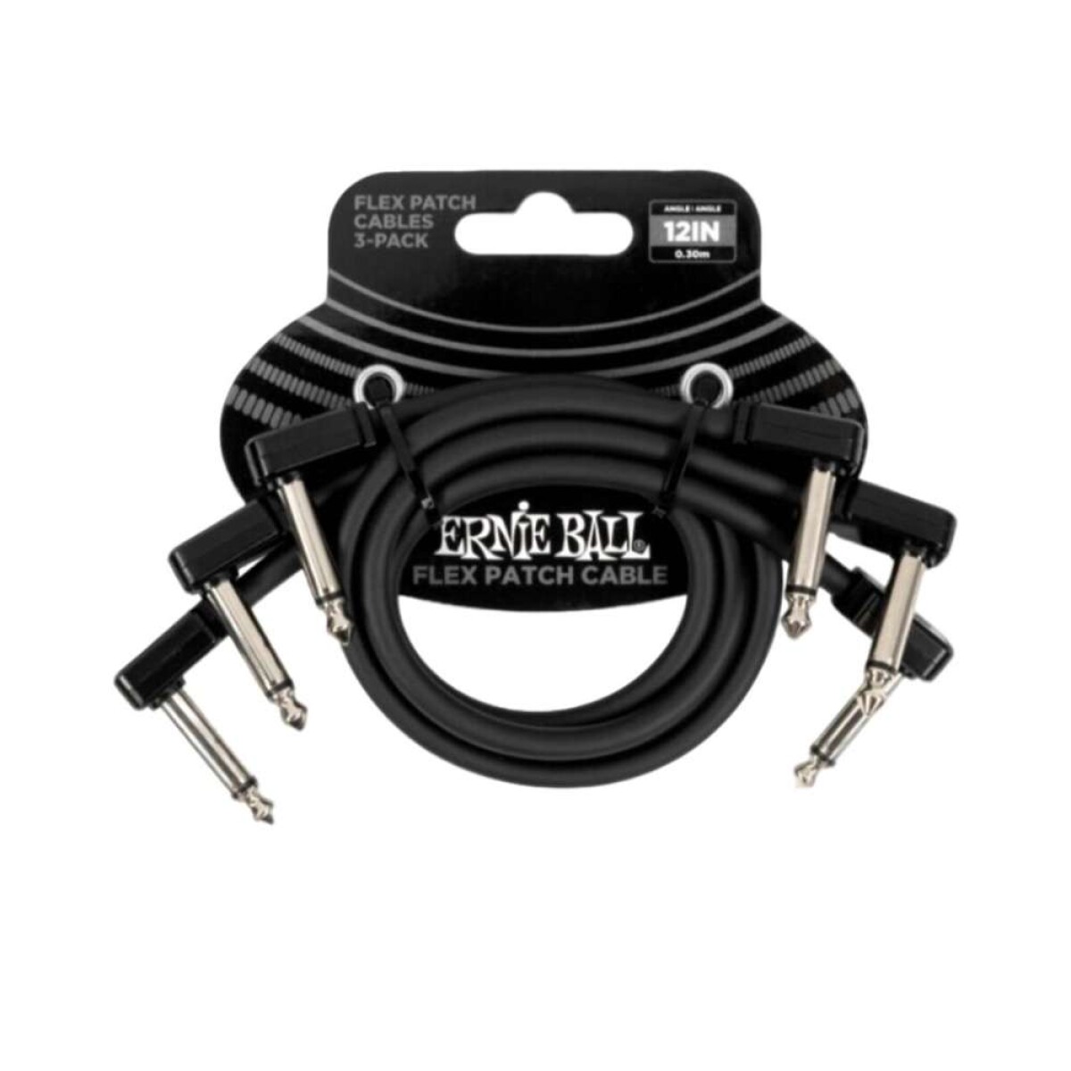 Cable Pedal Ernie Ball Flex Patch Cable 12'' - 3-pack Black 