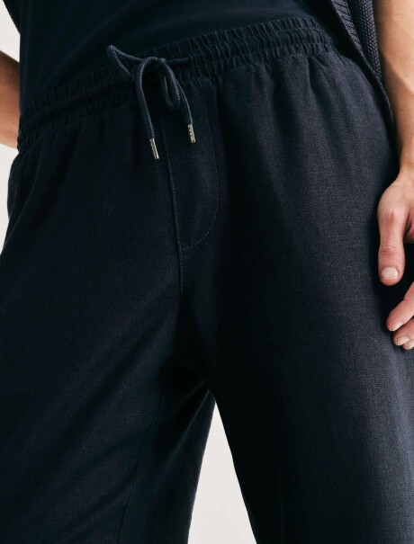 PANTALÓN DE LINO MODELO RECTO AZUL