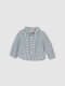 Camisa Minicuadros Cuello Camisero Blanco Roto