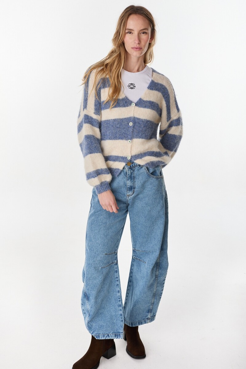 Cardigan Clover Crudo/Azul