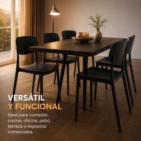 Silla Comedor X2 Combohome Venecia Polipropileno Premium Negro 1