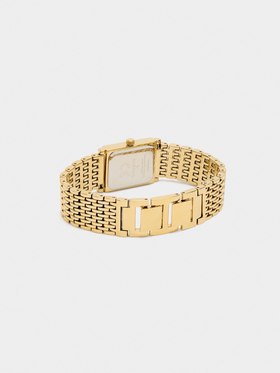 Reloj Rectangular Con Brazalete Metálico dorado
