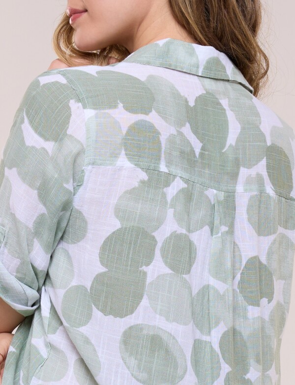 Camisa Estampada Y Ruedo Asimetrico VERDE/MULTI