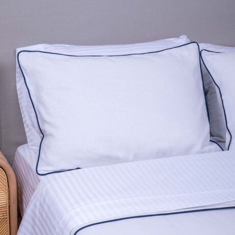 FUNDA NÓRDICA COTTON & LINEN KING LINO-Y-ALGODON BLANCO FESTÓN BCO/AZUL