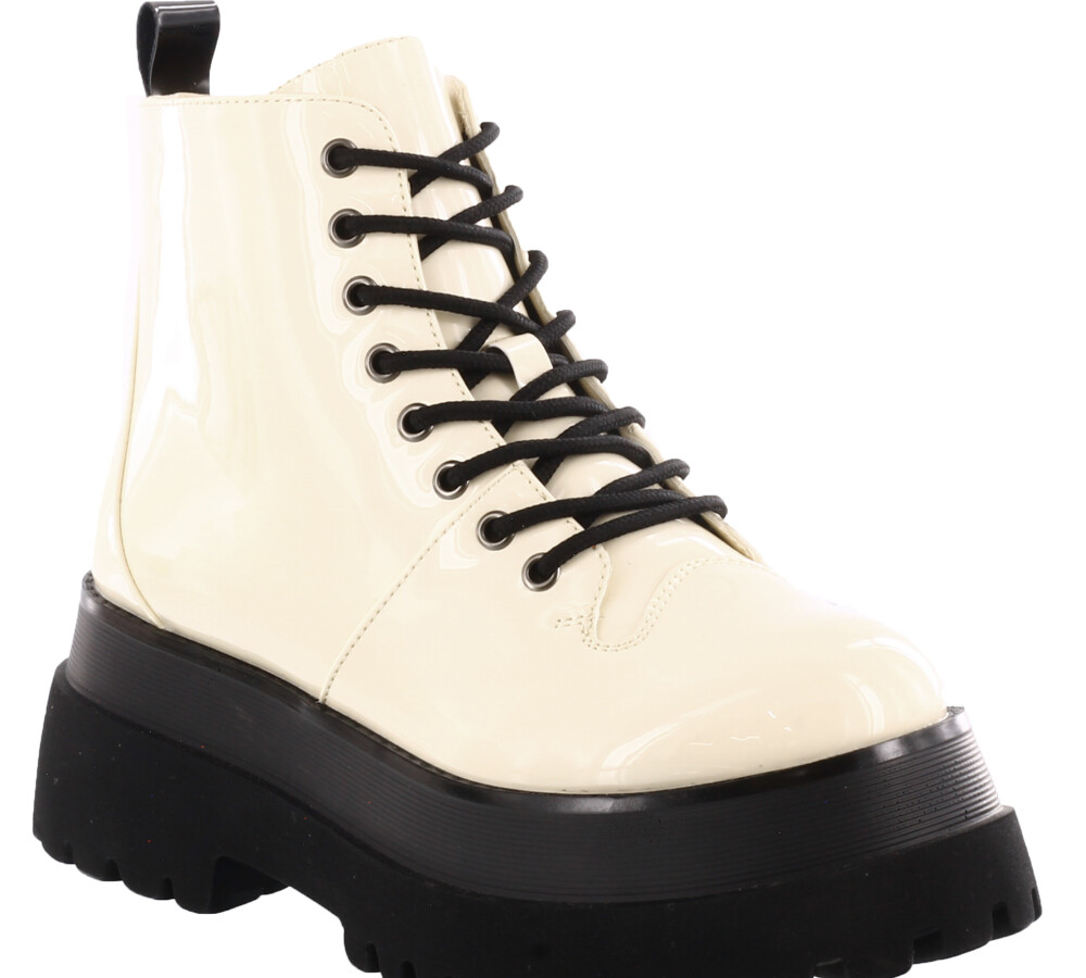 Bota borcego ROLL de charol acordonada Miss Carol Beige patent