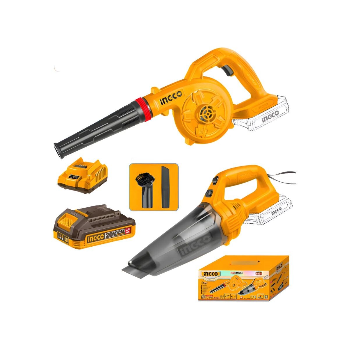 Kit Combo A Bat 20v Sopladora +aspir 0,5l C/bat, Carg Y Acce 