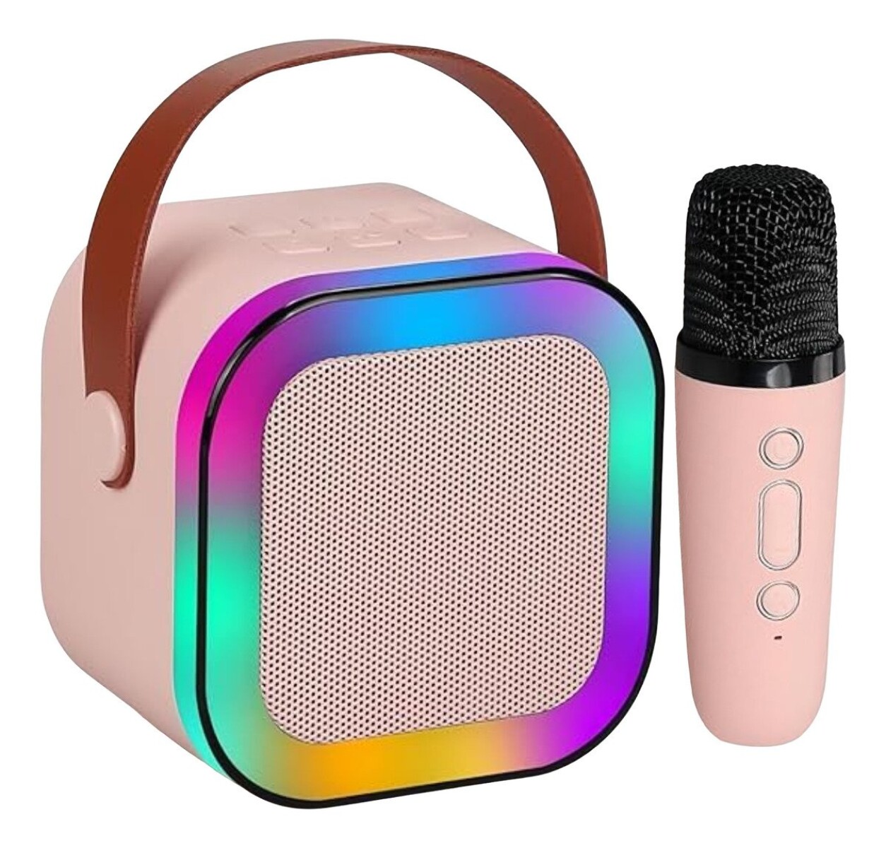 Parlante Karaoke Bluetooth Luces RGB Con Micrófono Portable - Variante Color Rosa 