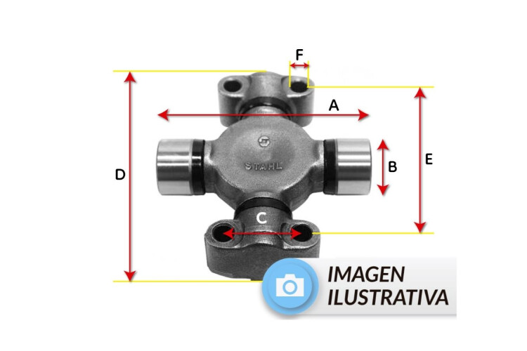 CRUCETA A:126.1mm B:34.9mm C:42.5mm D:140.5mm E:114.5mm F:3/8 CRUCETA A:126.1mm B:34.9mm C:42.5mm D:140.5mm E:114.5mm F:3/8