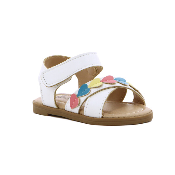 Angus Sandalia Niña Tira Cruzada C/ Pulsera Y Velcro Blanco