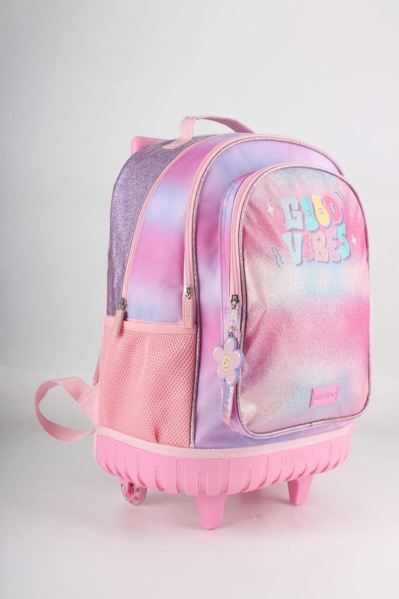 Mochila escolar con ruedas Good Vibes Rosa