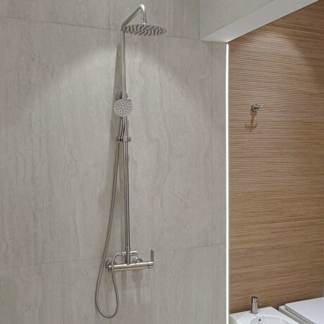 DUCHA EXTERNA BARRAL C/TRANSF SATINADO-CEPILLADO SALEMI GRIS-BRUSHED NICKEL