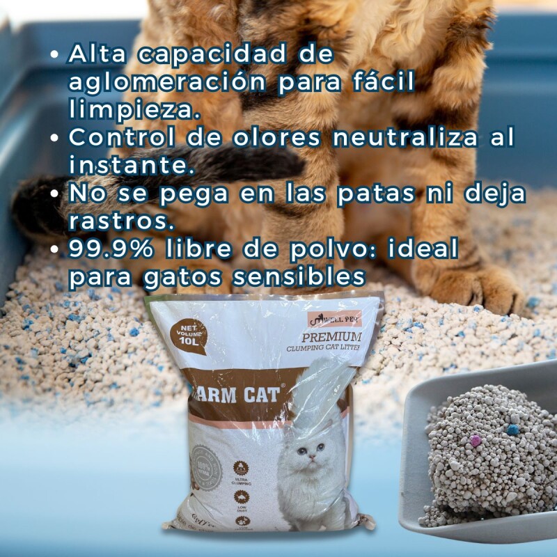 ARENA SANITARIA AGLOMERANTE CHARM CAT PREMIUM BAJO POLVO SIN OLORES 8 KG CAFE