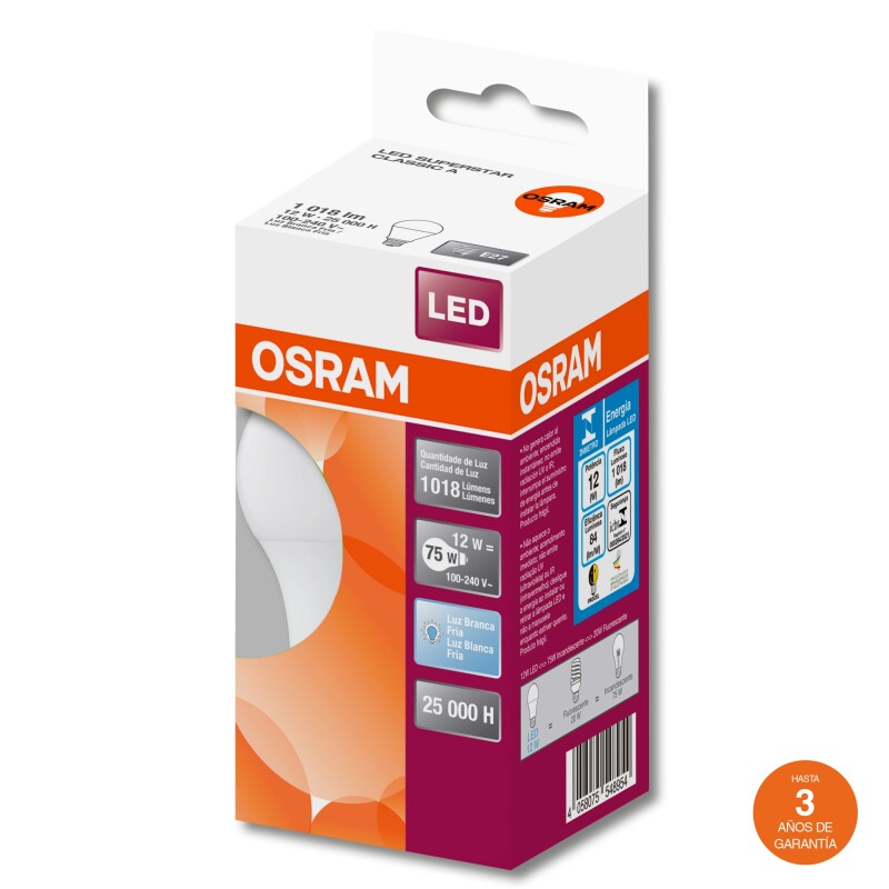 Lámpara LED E27 12W Luz Fría OSRAM — Serlux