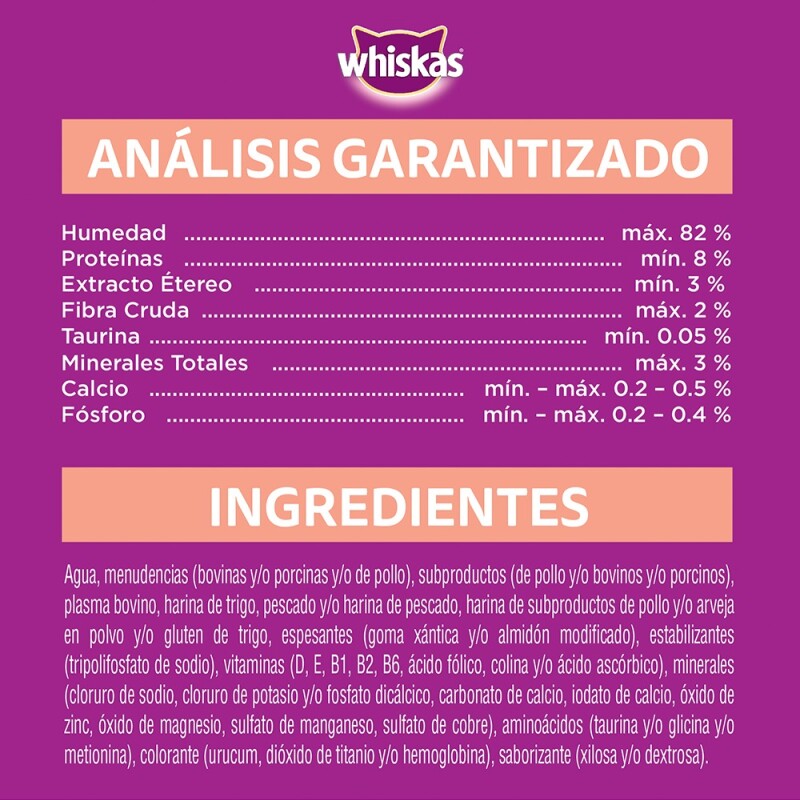 WHISKAS EN SALSA DE SALMON ALIMENTO HUMEDO 85 GR