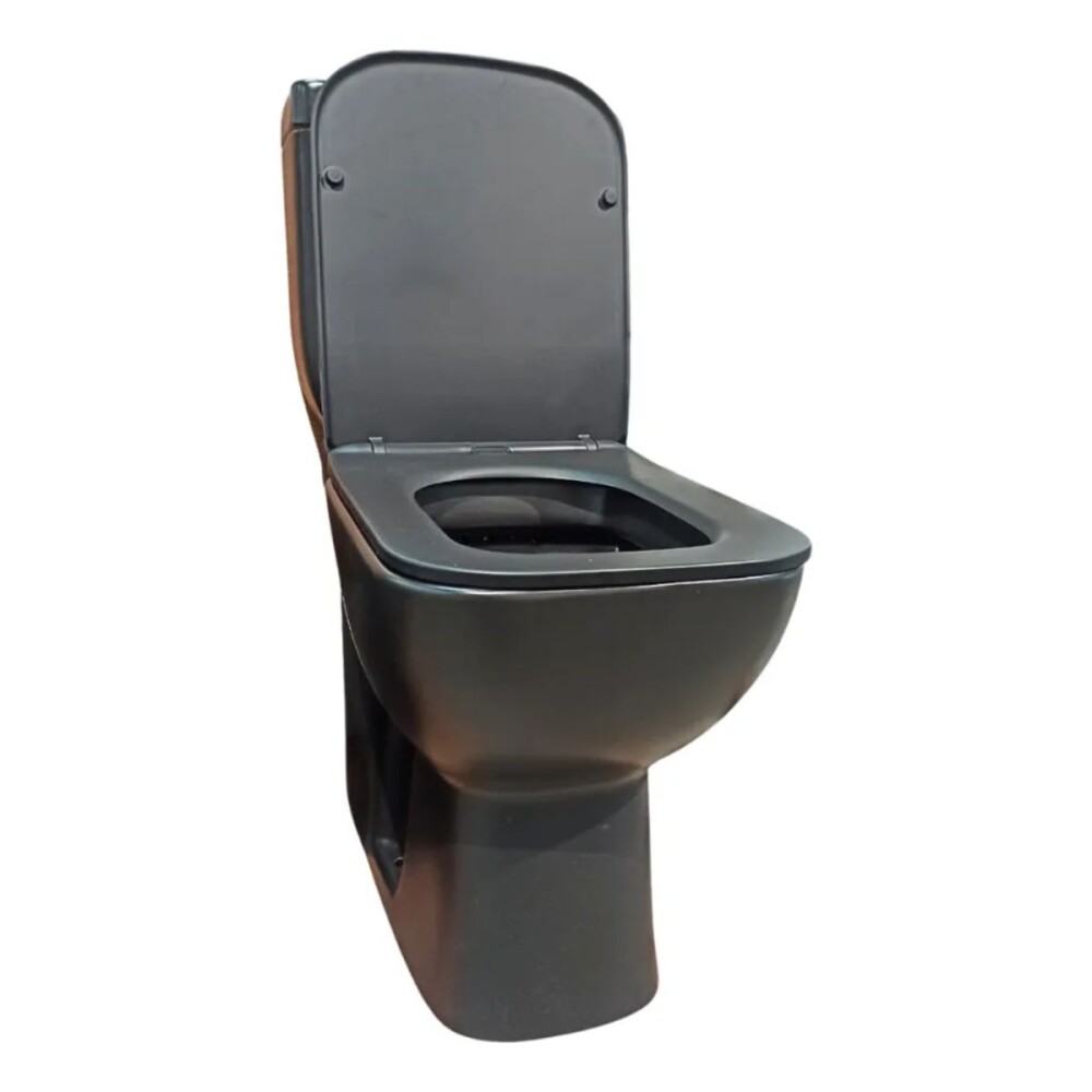 Inodoro largo con mochila Montano Negro Mate Dmc Inodoro Largo Con Mochila Montano Negro Mate Dmc