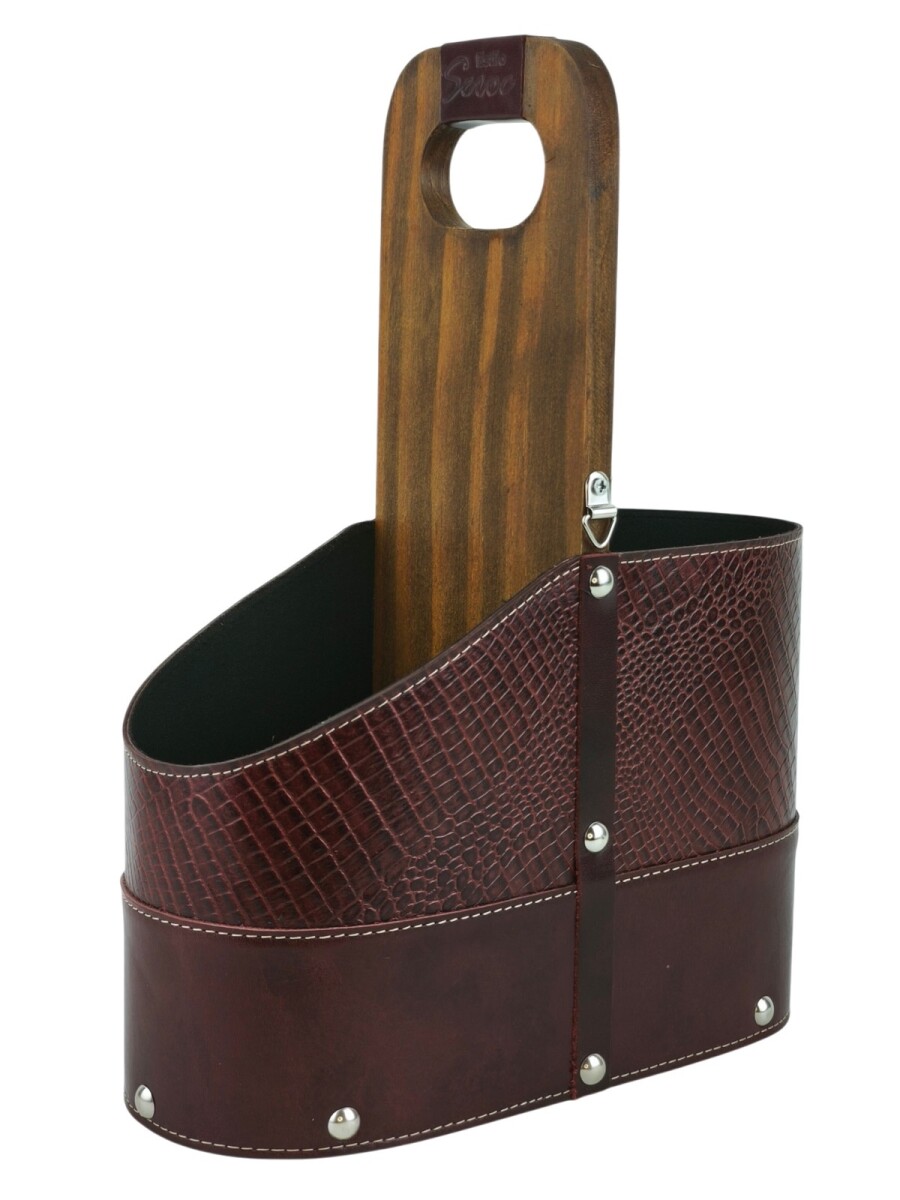 Matera de Cuero Vacuno Legítimo con Estructura Integral de Madera - Bordó 2 