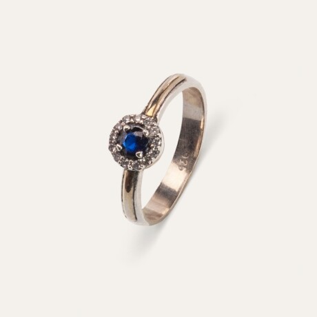 Anillo Lady Di Blue - Plata y Oro Anillo Lady Di Blue - Plata y Oro