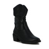 Darkness Bota De Dama Tejana Caña Baja Taco Bajo Cuadrado - Negro Negro