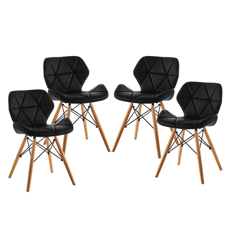 Set X4 Silla Victoria Eames acolchonada NEGRO