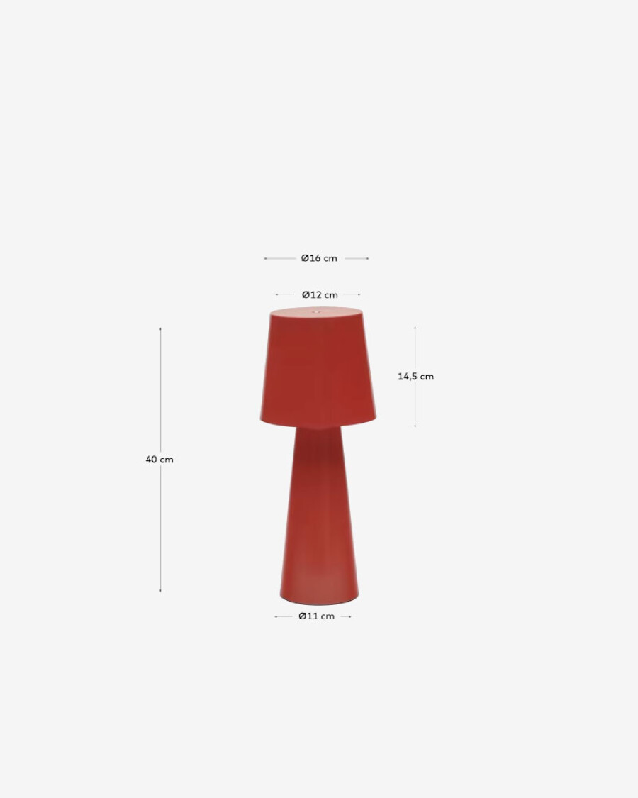 Lámpara de mesa grande Arenys de metal con acabado pintado rojo