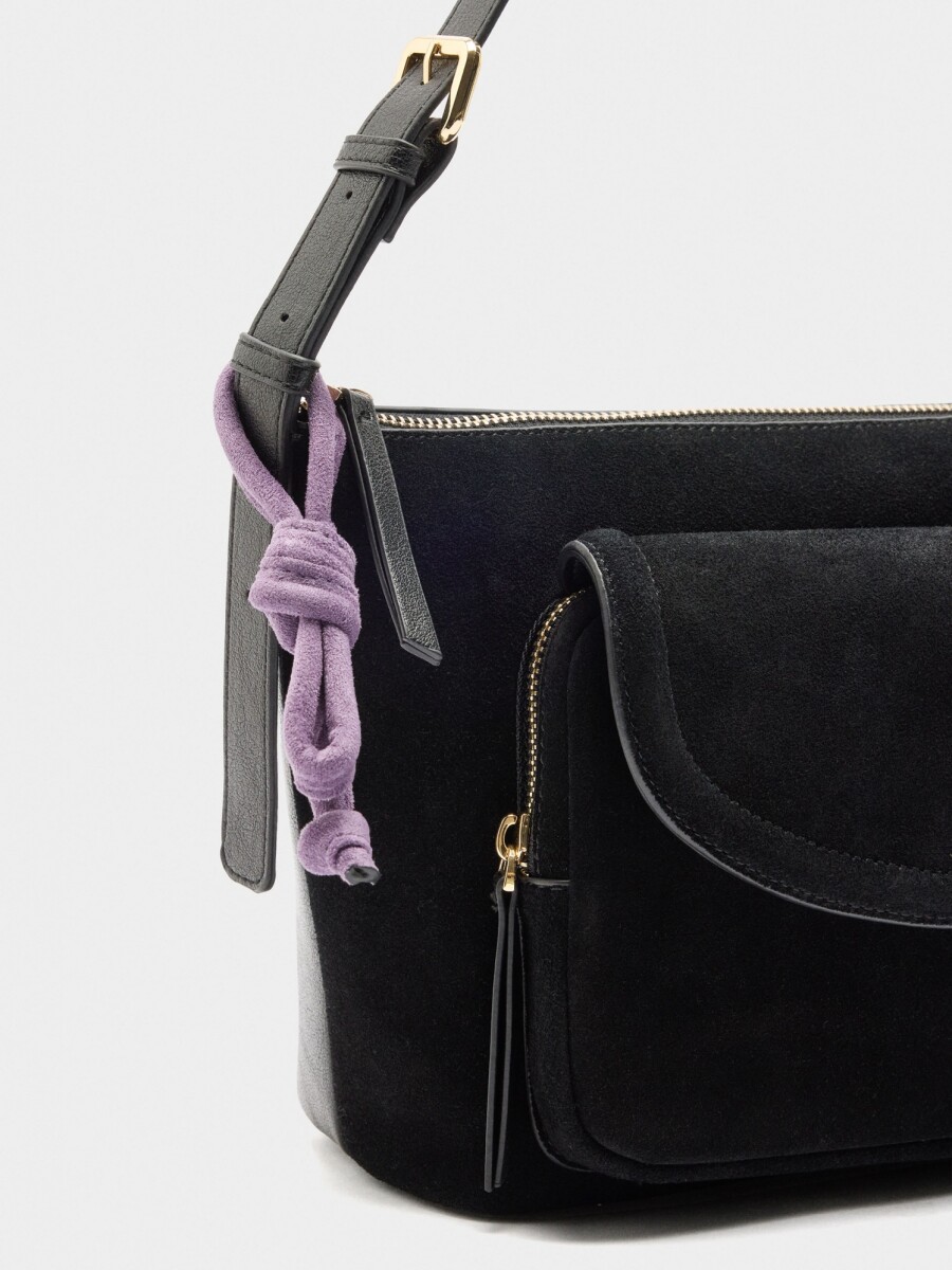 Bolso De Hombro Con Piel negro