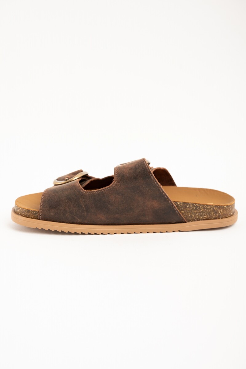 Sandalias De Doble Hebilla Chocolate