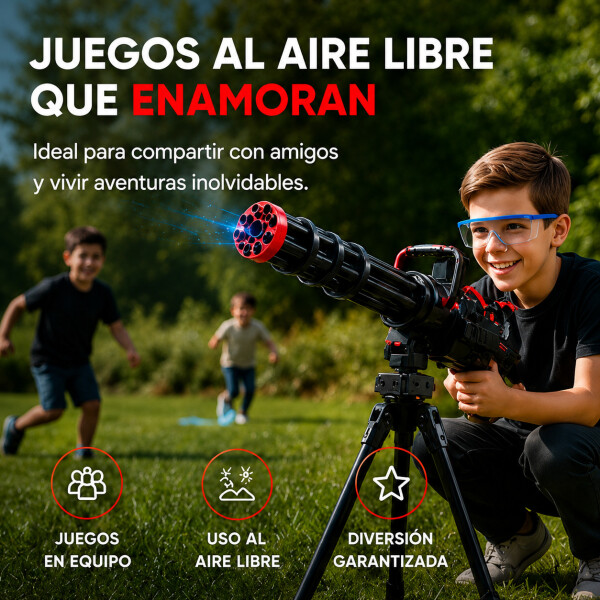 Ametralladora Automática Hidrogel + Trípode Recargable Color Negro