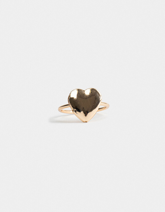Anillos Medianos y Grandes Con corazón Anillo Corazón Relicario - Dorado